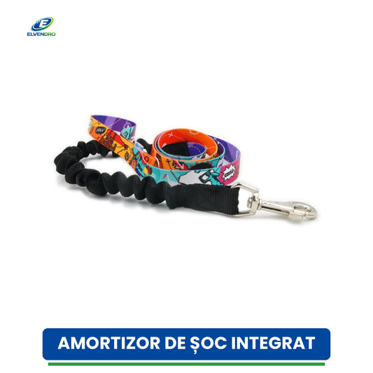 Lesă pentru câini cu amortizor de șoc integrat Matteo, model Travel