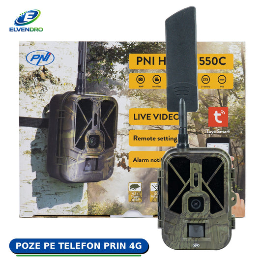 Cameră de vânătoare PNI Hunting 550C cu internet 4G LTE și cutia produsului