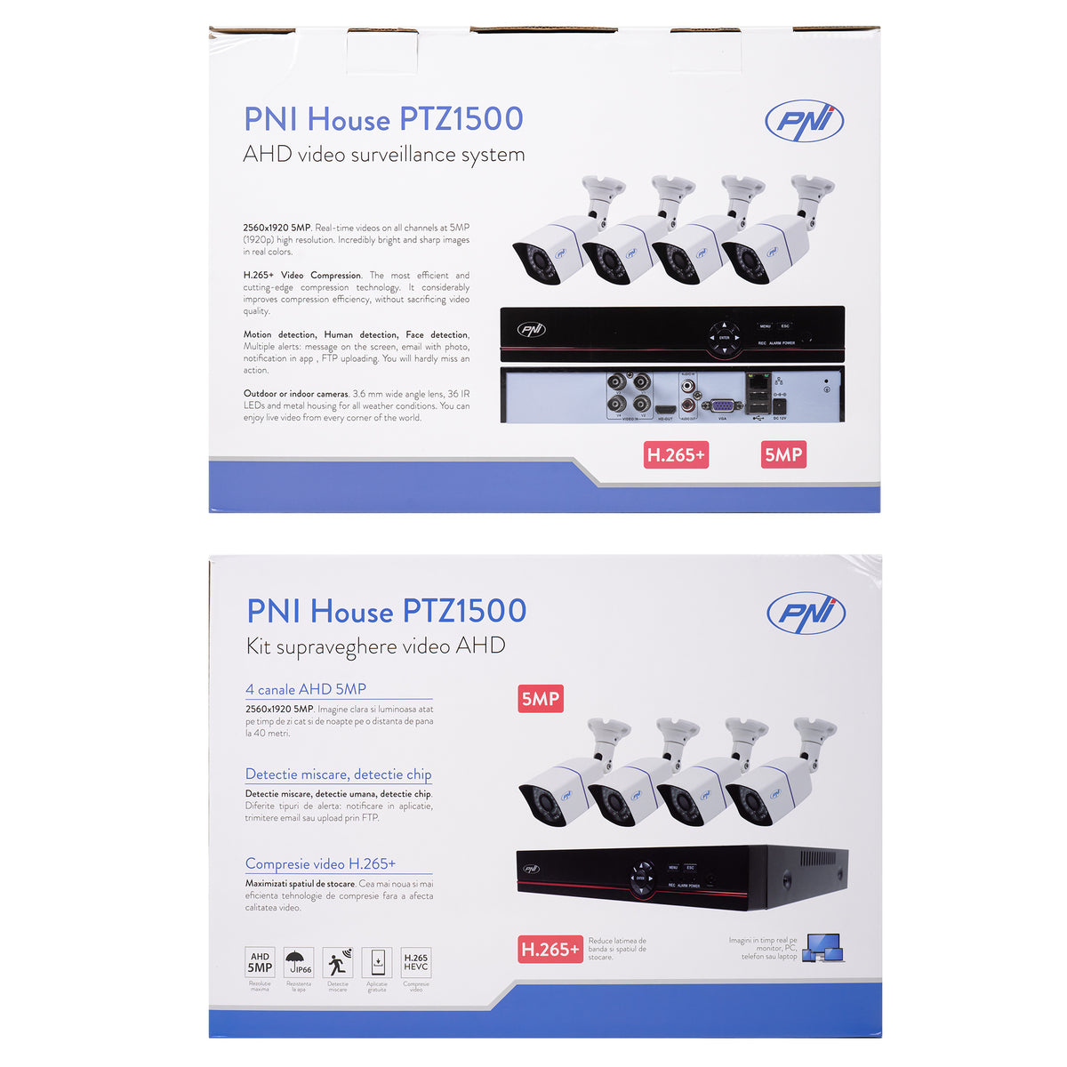 Kit supraveghere video PNI House PTZ1500 5MP cu HDD 1TB — imagine produs